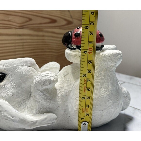 White Bunny With Ladybug Hide A Key Faux Rock Resin Vintage * READ - Picture 8 of 9